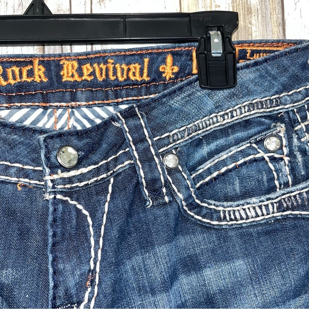 Rock Revival Luna Bootcut Jeans 28 Medium Wash Sequin Pocket Stretch Denim - Picture 5 of 6